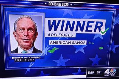 michael bloomberg wins america samoa just before dropping out of presidential race 2020 half billion dollars spent
