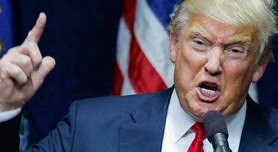 angry president screaming hate and anger into the air